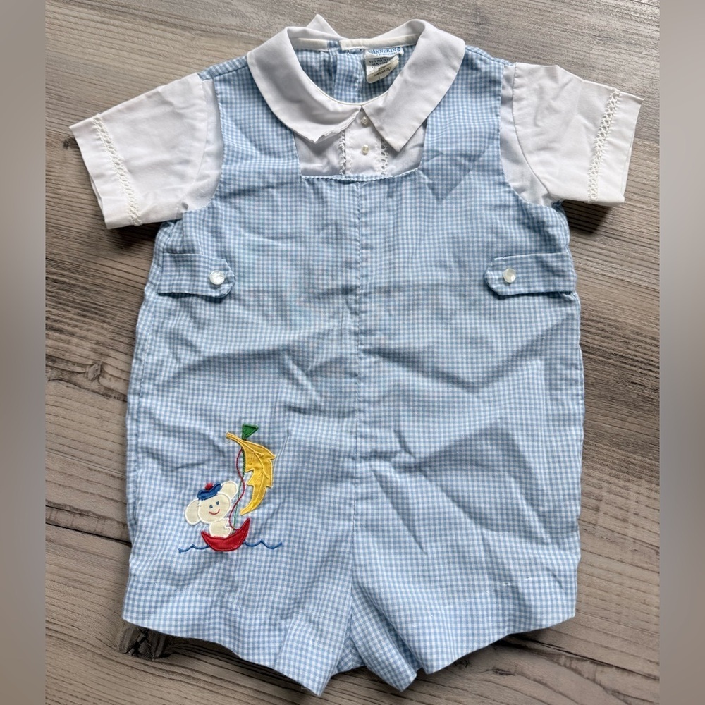 Vintage Nannekins By Nannette Gingham Plaid Romper Size 3-6 Months